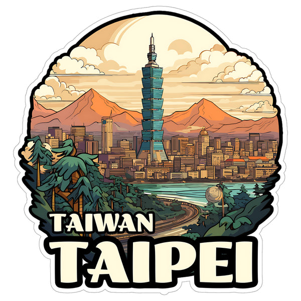 Taipei Taiwan Sticker 4 Inch City Travel Souvenir Destination - Waterproof Vinyl Decal for Laptop Water Bottle Car Tumbler - Durable Aesthetic Long-Lasting Stickers for Adults ID44990