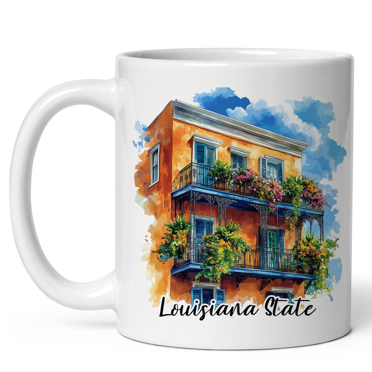 Louisiana State Coffee Mug 11oz — White Ceramic Pelican State Mug