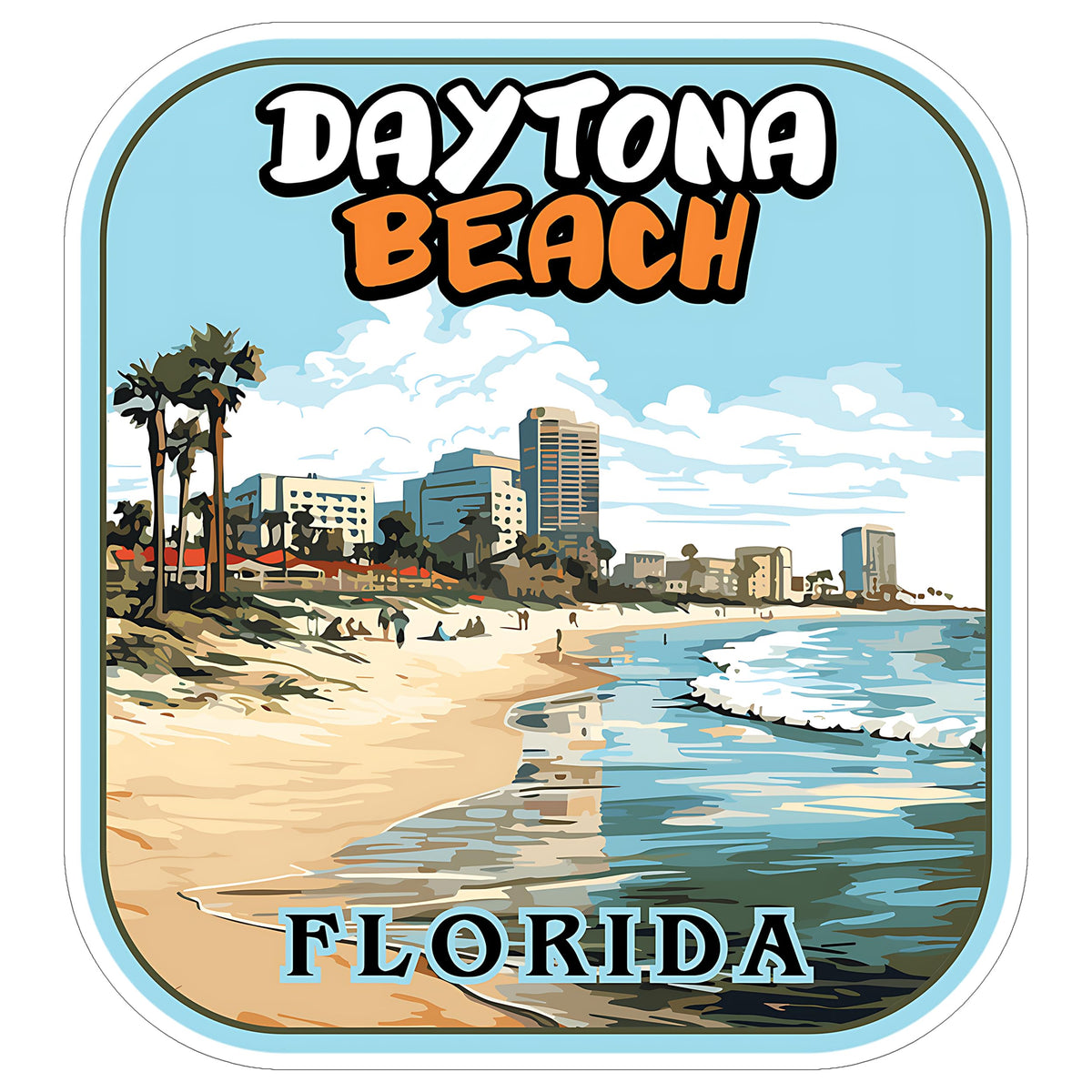 Daytona Beach Florida Sticker 4 Inch — Waterproof Vinyl Decal Ocean Coastal