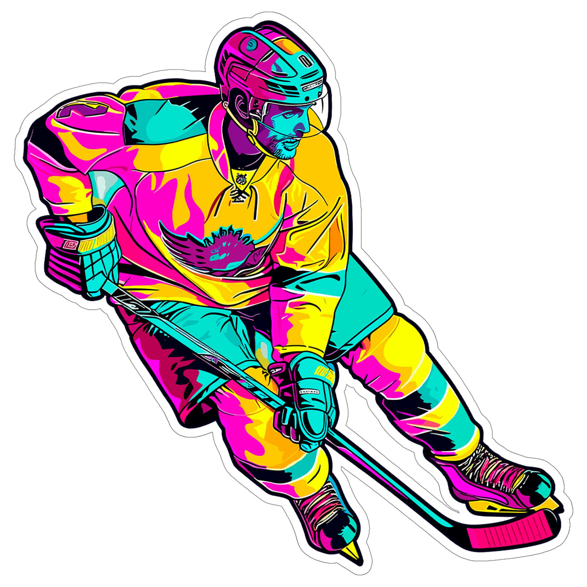 Ice Hockey Sport Sticker 4 Inch — Waterproof Vinyl Decal Puck Stick Goal Rink Skater