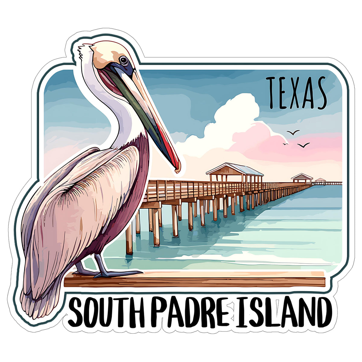 South Padre Island Texas Sticker 4 Inch — Waterproof Vinyl Decal Coastal Beach Seaside