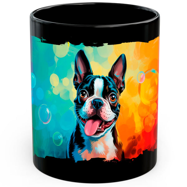 Boston Terrier Mug 11oz — Black Ceramic Cute Small Dog Coffee Mug