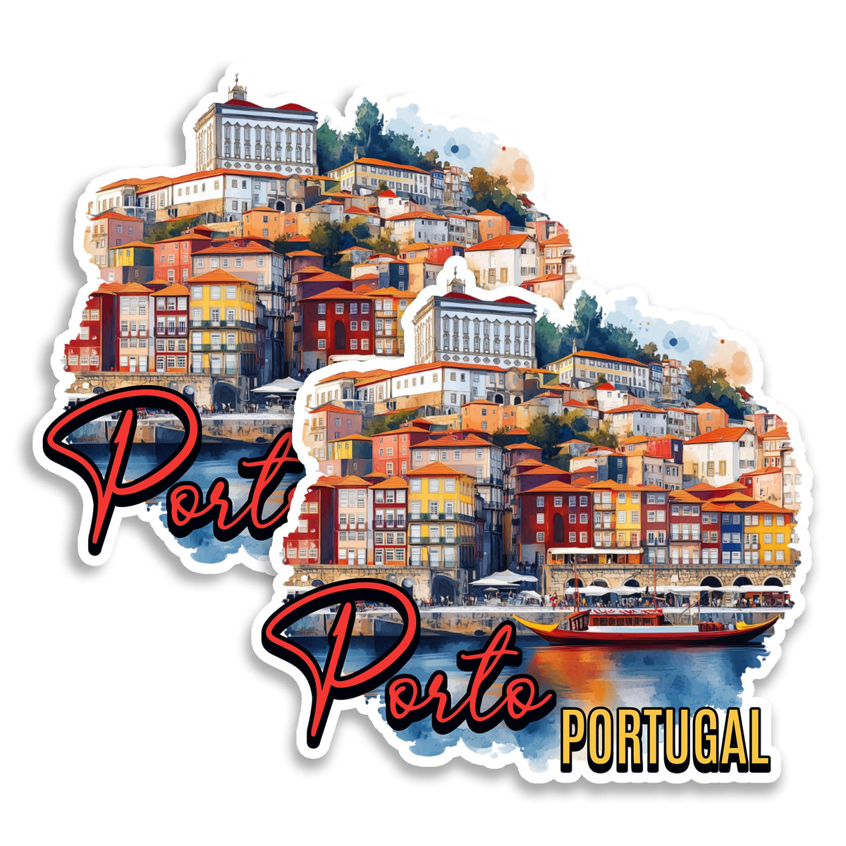 Porto Portugal Magnet 4 Inch 2-Pack Douro River Wine – Strong Vinyl Decorative Travel Magnets for Fridge Locker Kitchen Office – Cute Fun Aesthetic Cool Durable & Long-Lasting Souvenir ID44999