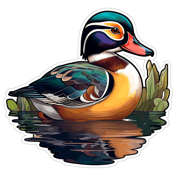 Wood Duck Sticker 4 Inch — Waterproof Vinyl Decal Aix Sponsa Iridescent Drake