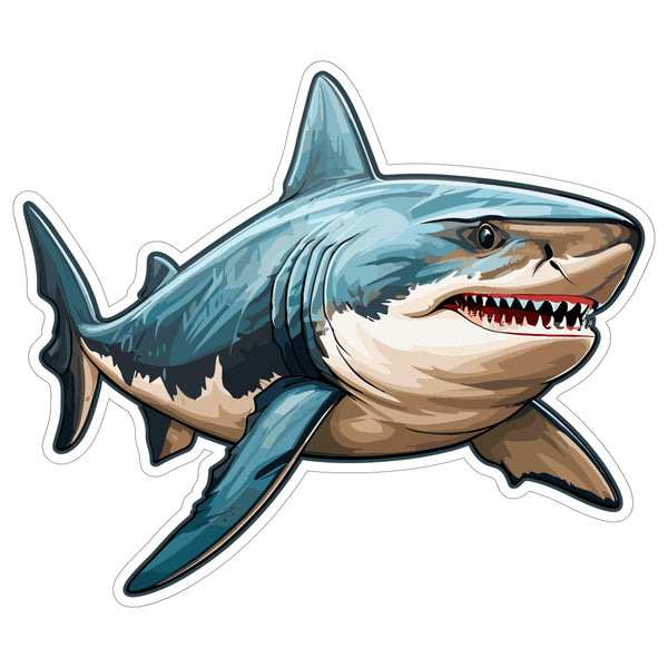 White Shark Sticker 4 Inch — Waterproof Vinyl Decal Great White Ocean Predator