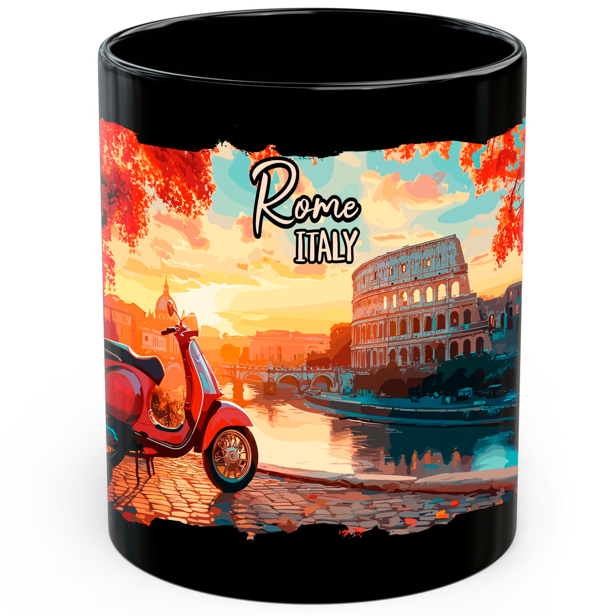 Rome Italy Coffee Mug 11oz — Black Ceramic Colosseum Ancient City Mug