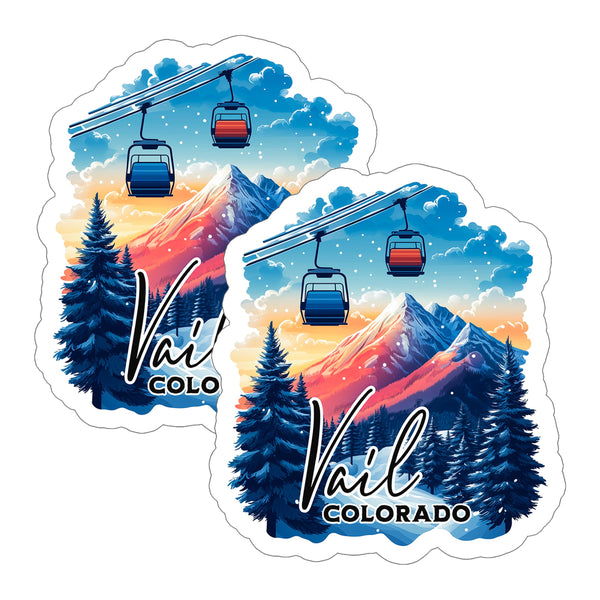 Vail Ski Resort Colorado Sticker 4 Inch 2-Pack Snow Mountains - Waterproof Vinyl Decal for Laptop Water Bottle Car Tumbler - Durable Funny Aesthetic Long-Lasting Stickers for Adults ID45039