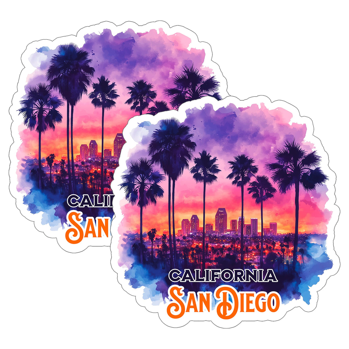 California San Diego Sticker 4 Inch 2-Pack - Waterproof Vinyl Decal for Laptop Water Bottle Car Tumbler - Durable Aesthetic Long-Lasting Stickers for Adults ID45039