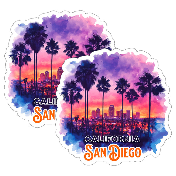 California San Diego Sticker 4 Inch 2-Pack - Waterproof Vinyl Decal for Laptop Water Bottle Car Tumbler - Durable Aesthetic Long-Lasting Stickers for Adults ID45039