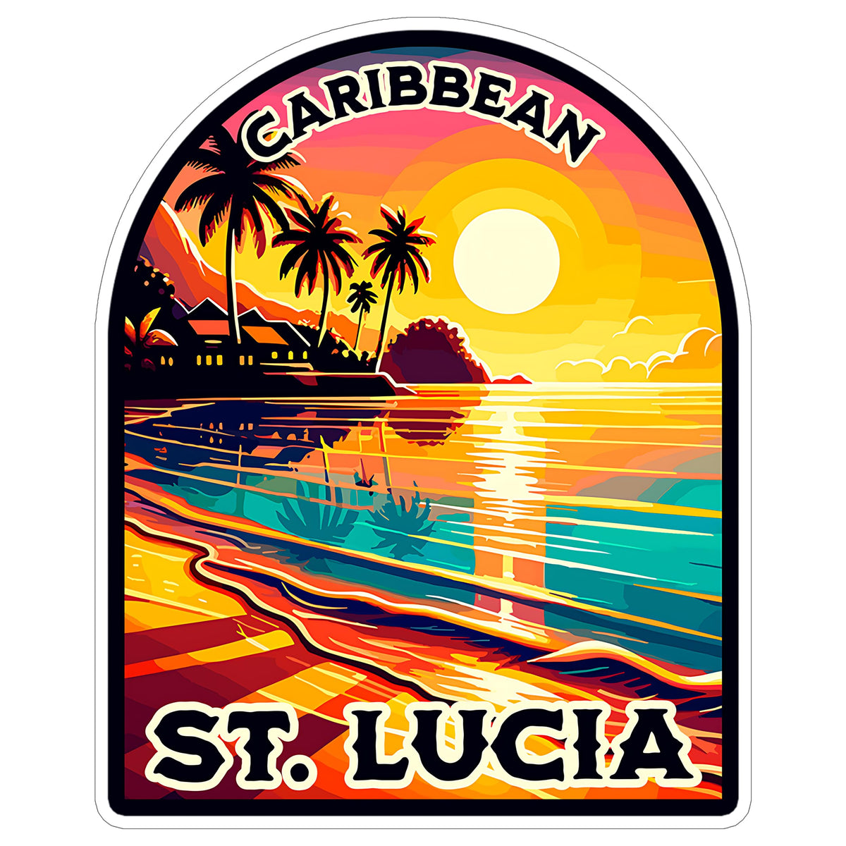 Saint St. Lucia Caribbean Sticker 4 Inch City Travel Souvenir Destination - Waterproof Vinyl Decal for Laptop Water Bottle Car Tumbler - Durable Aesthetic Long-Lasting Stickers for Adults ID44990