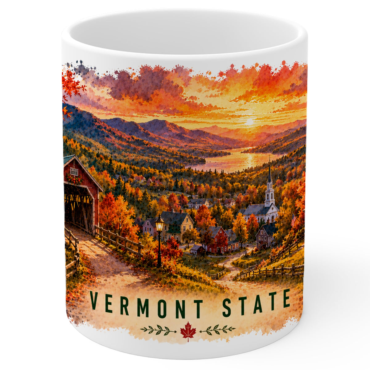 Vermont State Mug 11oz — White Ceramic Coffee Mug