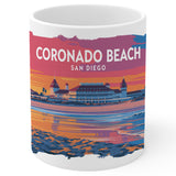 Coronado Beach San Diego CA Mug 11oz — White Ceramic Crown City Mug 1