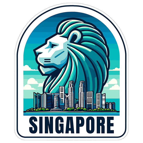 Singapore Sticker 4 Inch City Travel Souvenir Destination - Waterproof Vinyl Decal for Laptop Water Bottle Car Tumbler - Durable Aesthetic Long-Lasting Stickers for Adults ID44990