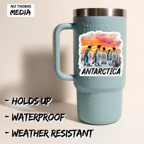 Antarctica 4 inch waterproof vinyl sticker decal 2-pack, antarctic expedition seventh continent design, durable laptop water bottle car tumbler decor