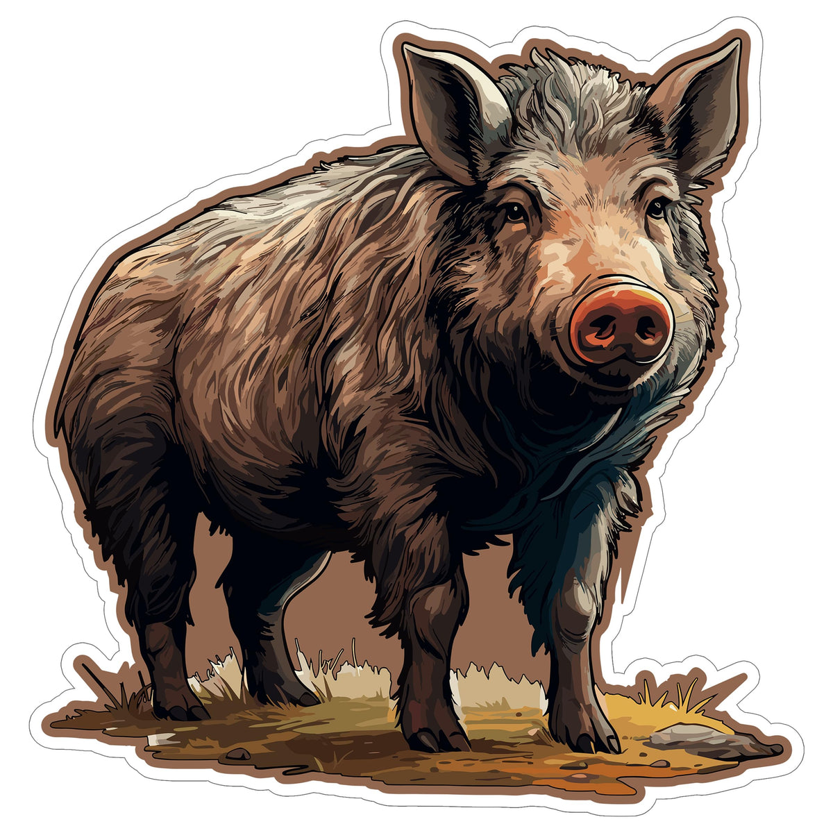 Wild Boar Sticker 4 Inch — Waterproof Vinyl Decal Feral Hog Tusker
