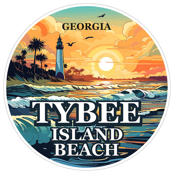 Tybee Island Beach Georgia Sticker 4 Inch Coastal Seaside Ocean Coastal - Waterproof Vinyl Decal for Laptop Water Bottle Car Tumbler - Durable Aesthetic Long-Lasting Stickers for Adults ID44990