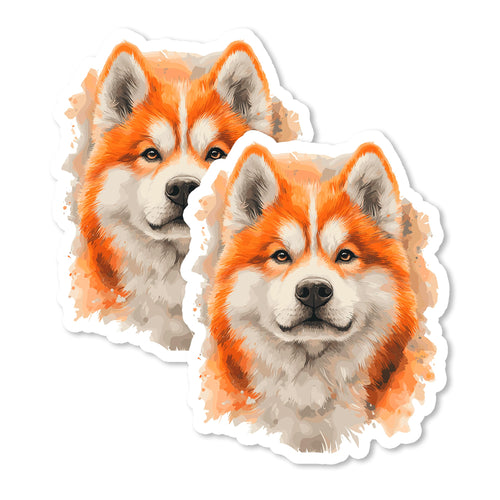 Akita 4 inch vinyl fridge magnet 2-pack, japanese loyal dog design, durable kitchen office locker decor
