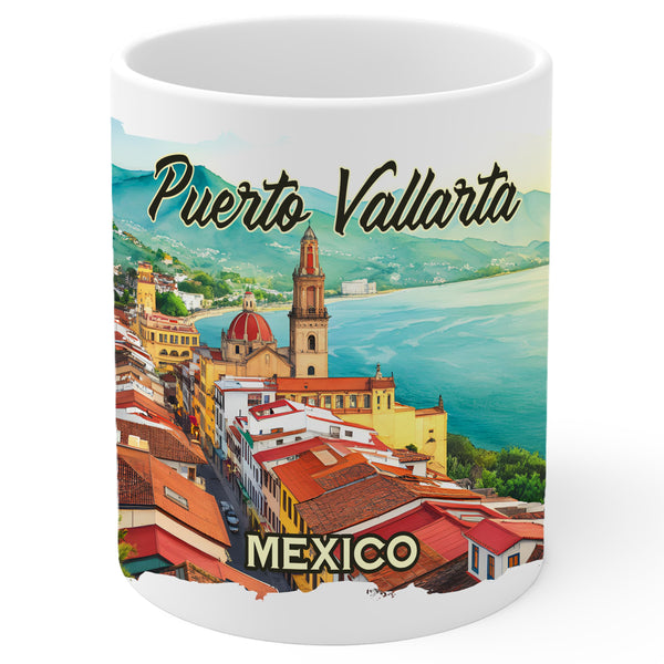 Puerto Vallarta Mexico Mug 11oz — White Ceramic Travel Mug