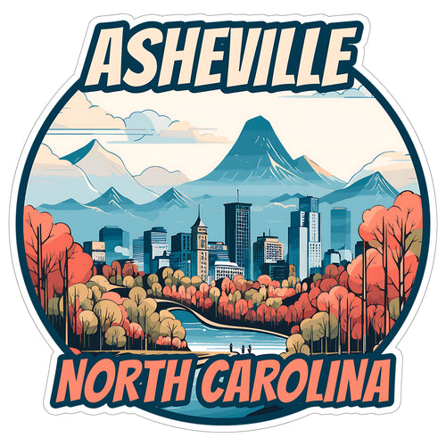 Asheville North Carolina Sticker 4 Inch Travel Souvenir City Destination - Waterproof Vinyl Decal for Laptop Water Bottle Car Tumbler - Durable Aesthetic Long-Lasting Stickers for Adults ID44990