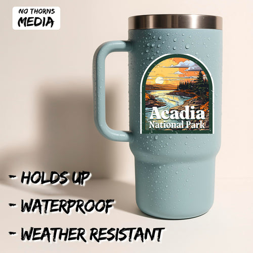 Acadia National Park Maine Sticker 4 Inch 2-Pack Nature Hiking - Waterproof Vinyl Decal for Laptop Water Bottle Car Tumbler - Durable Funny Aesthetic Long-Lasting Stickers for Adults ID45039