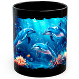 Dolphin Mug 11oz — Black Ceramic Ocean Jumping Marine Coffee Mug 1