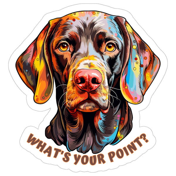 GSP What's Your Point Sticker 4 Inch — Waterproof Vinyl Decal Pun Pointer Dog
