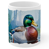 Duck Coffee Mug 11oz — White Ceramic Mallard Waterfowl Gift Mug 1