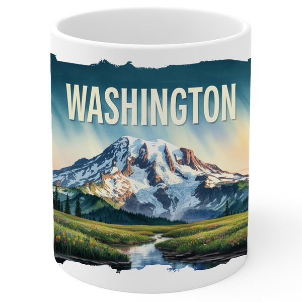 Washington State Coffee Mug 11oz — White Ceramic Evergreen State Mug