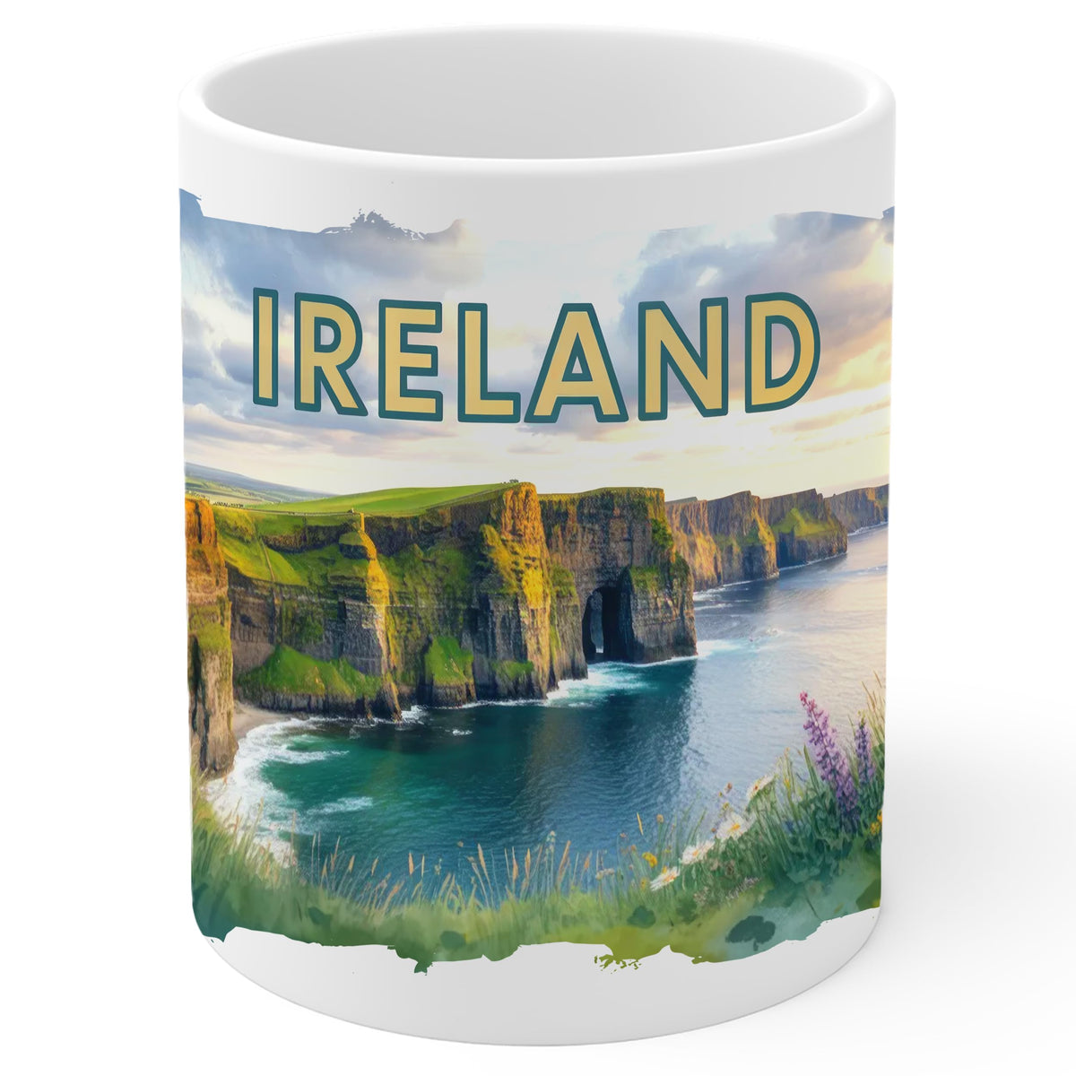 Ireland Coffee Mug 11oz — White Ceramic Emerald Isle Mug