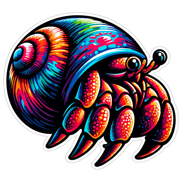 Hermit Crab Sticker 4 Inch — Waterproof Vinyl Decal Beach Shell Pet Crustacean