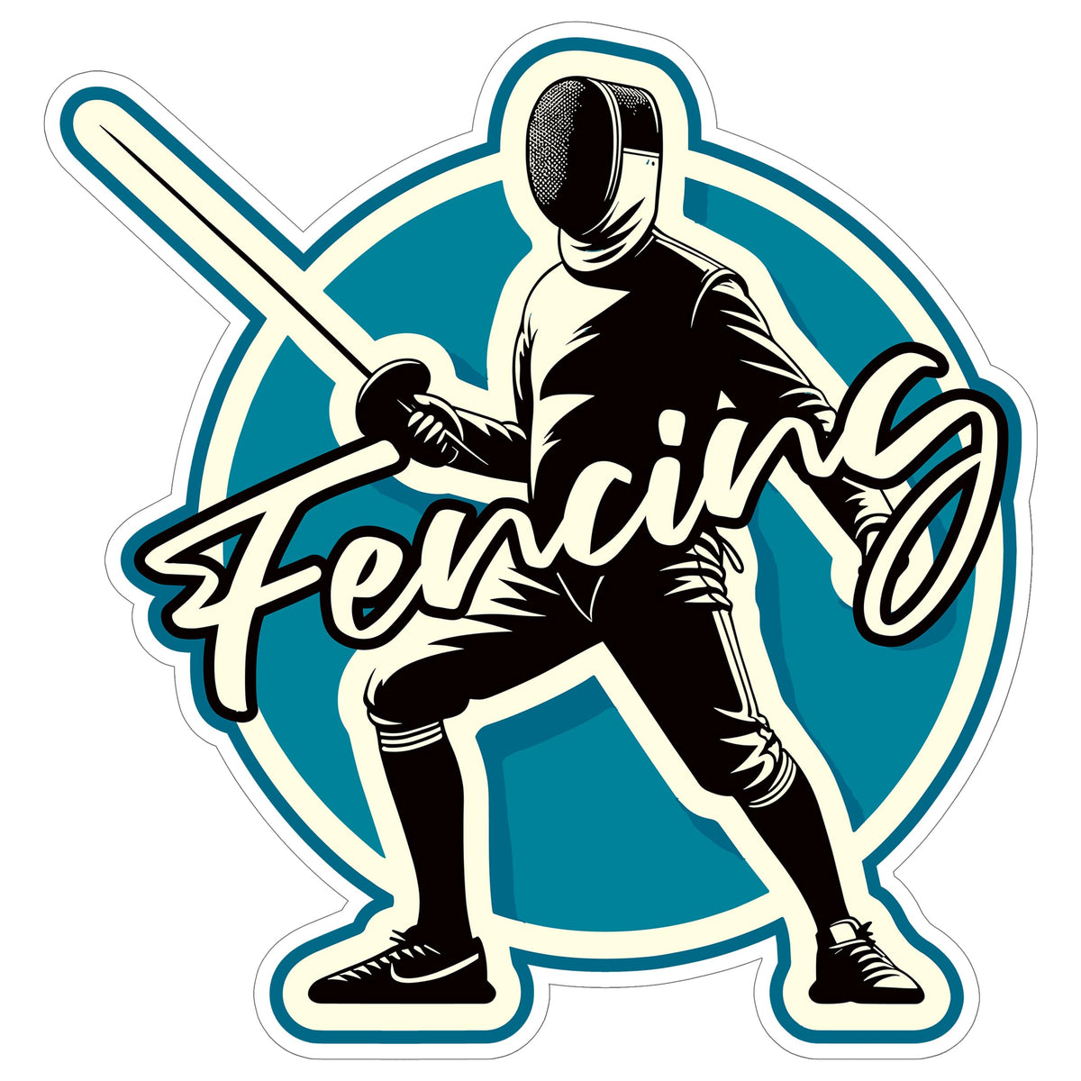 Fencing Sport Sticker 4 Inch — Waterproof Vinyl Decal Foil Sabre Epee Olympic