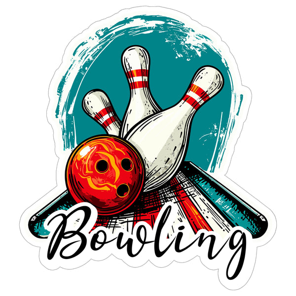 Bowling Sport Sticker 4 Inch — Waterproof Vinyl Decal Strike Spare Pins Lane Alley
