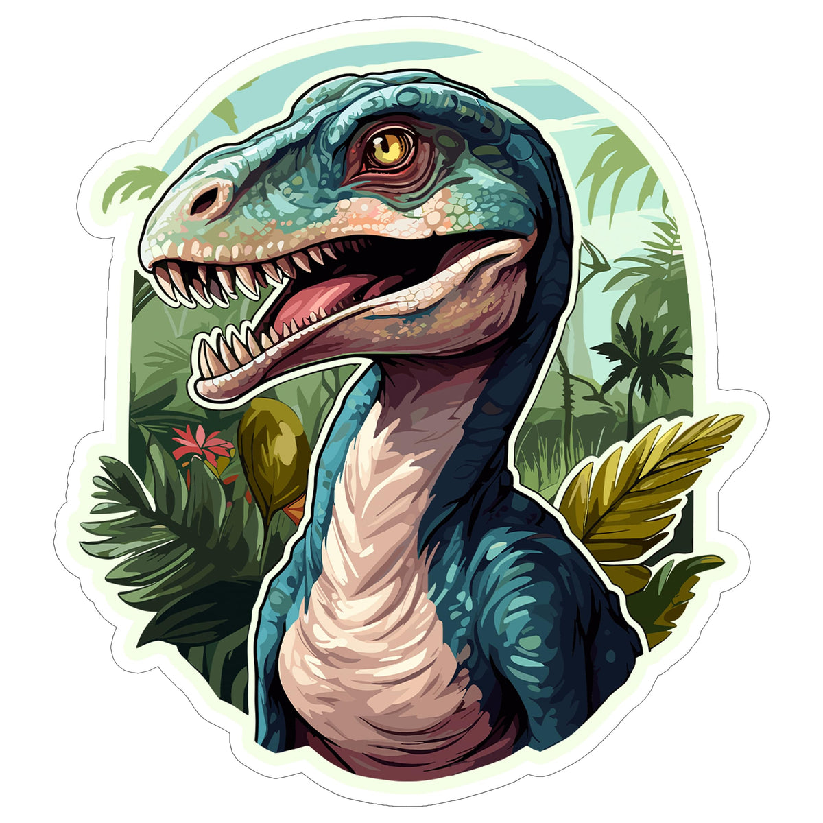 Velociraptor Sticker 4 Inch — Waterproof Vinyl Decal Raptor Pack Hunter Dinosaur