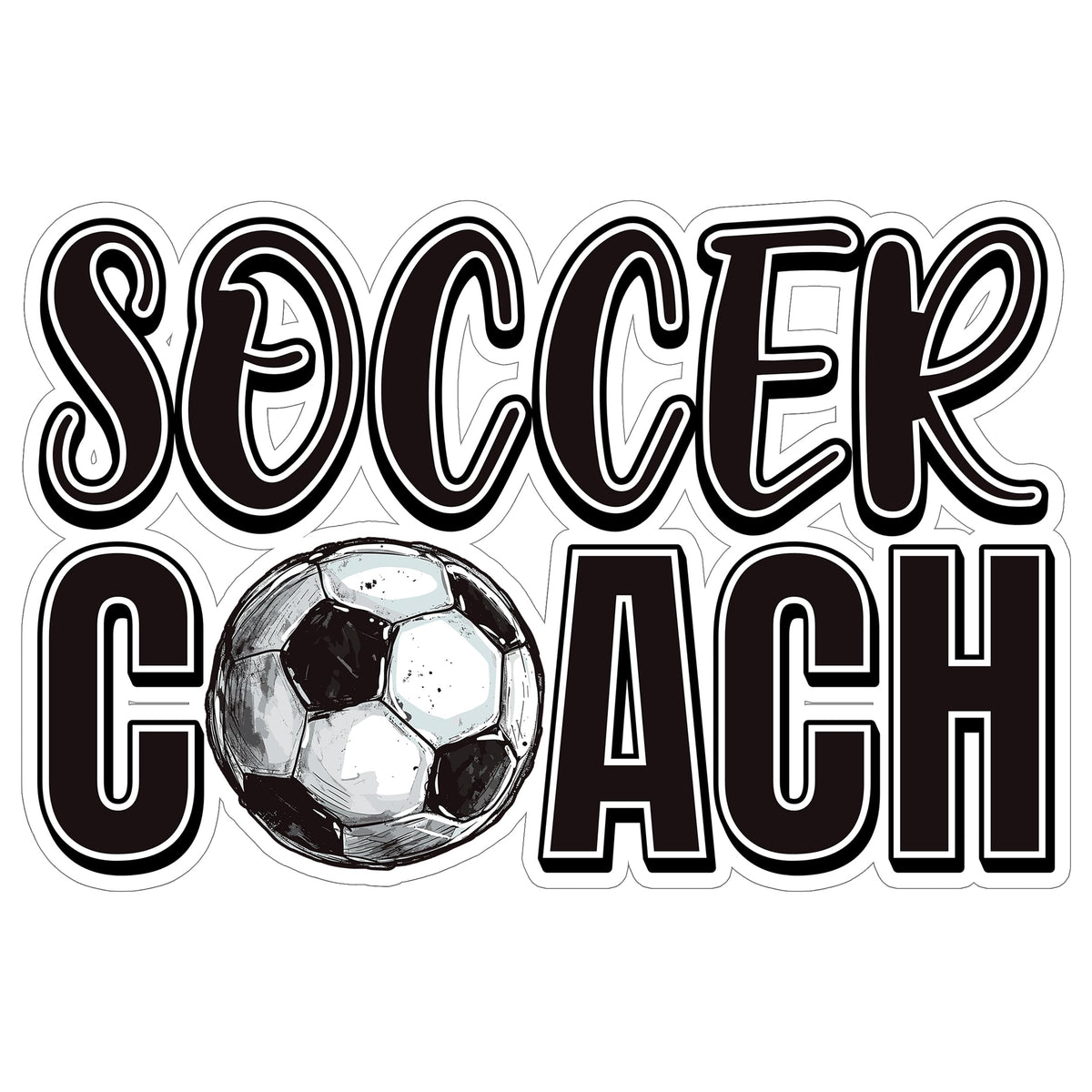 Soccer Coach Sport Sticker 4 Inch — Waterproof Vinyl Decal Whistle Manager Strategy