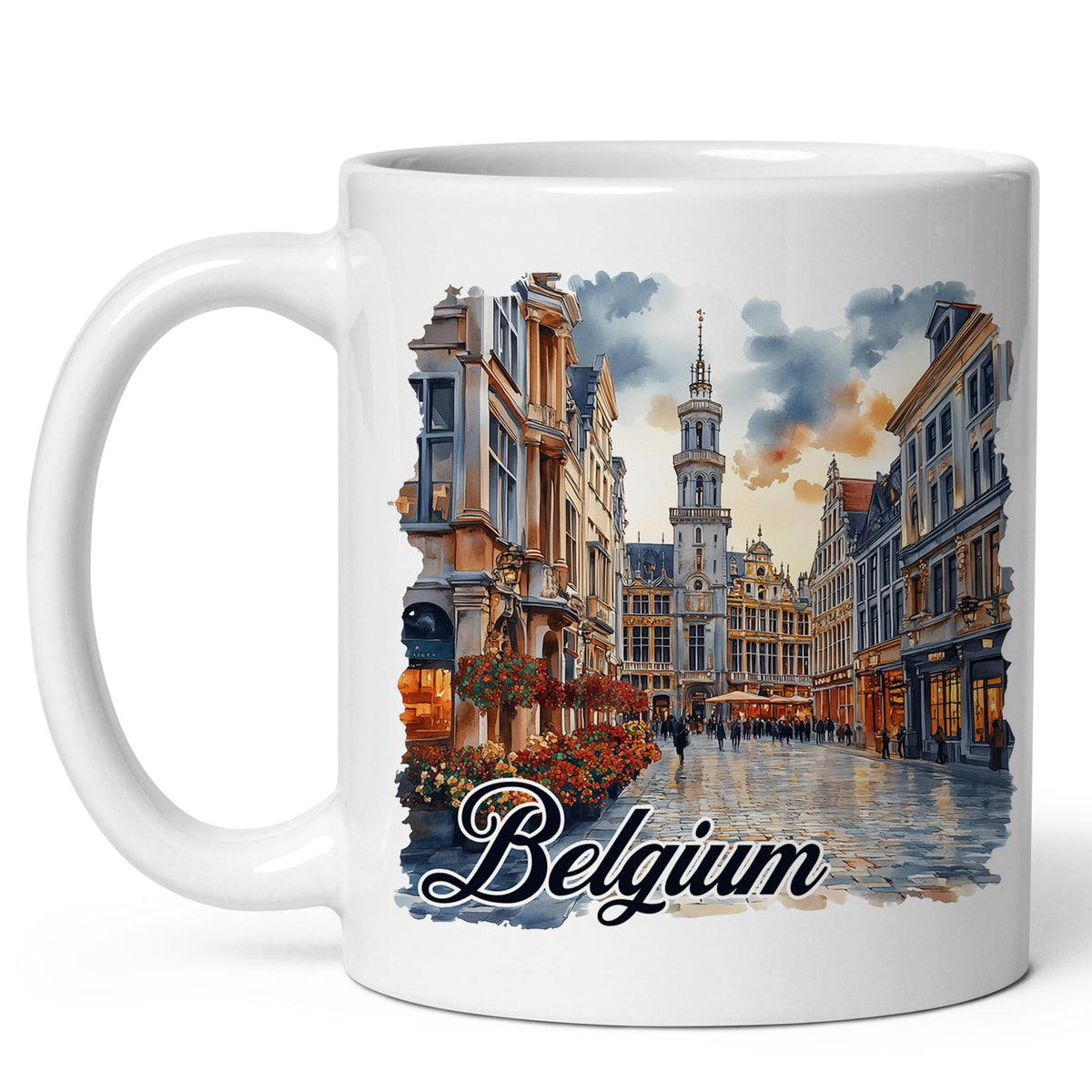 Belgium Coffee Mug 11oz — White Ceramic European Heritage Mug