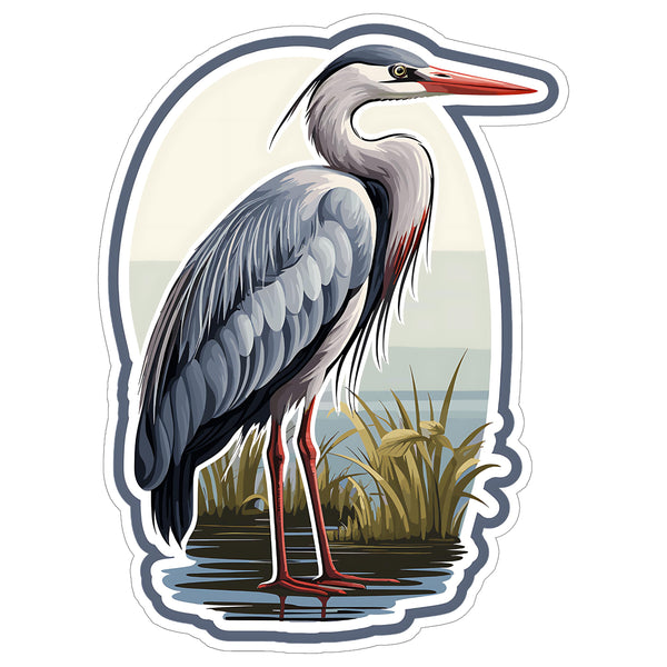 Heron Sticker 4 Inch — Waterproof Vinyl Decal Great Blue Wading Bird Wetland