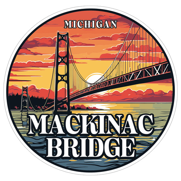 Mackinac Bridge Michigan Sticker 4 Inch Architectural Landmark Travel - Waterproof Vinyl Decal for Laptop Water Bottle Car Tumbler - Durable Aesthetic Long-Lasting Stickers for Adults ID44990