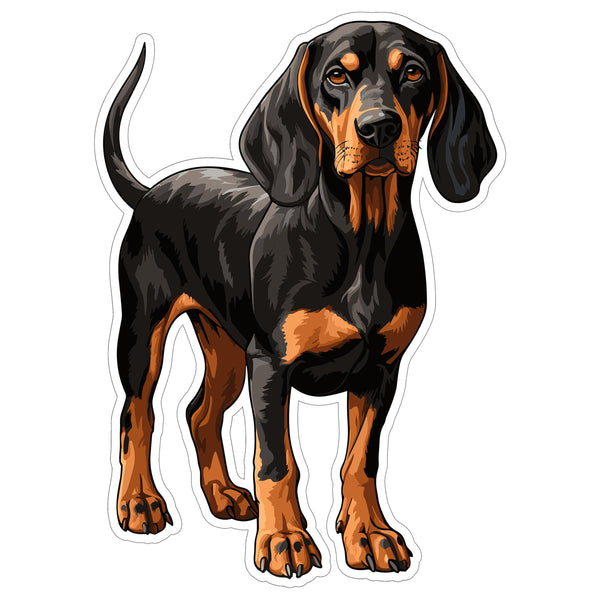Black and Tan Coonhound Sticker 4 Inch — Waterproof Vinyl Decal Coonhound Scent Hunter