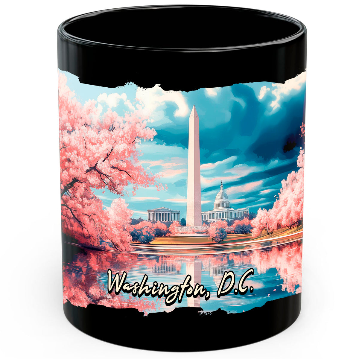Washington DC Coffee Mug 11oz — Black Ceramic US Capitol National Mall Mug