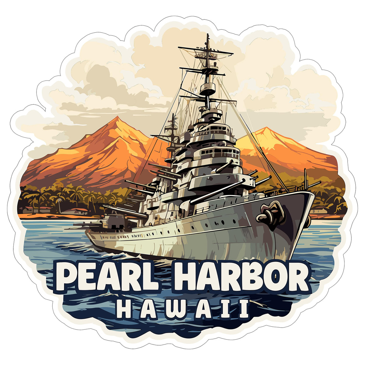 Pearl Harbor Hawaii Sticker 4 Inch — Waterproof Vinyl Decal City Travel Souvenir