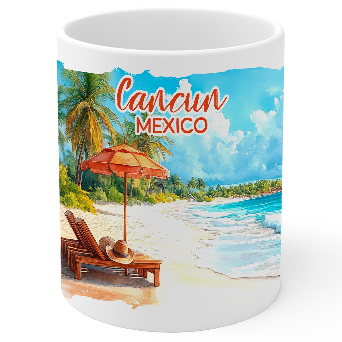 Cancun Mexico Coffee Mug 11oz — White Ceramic Caribbean Resort Coast Mug