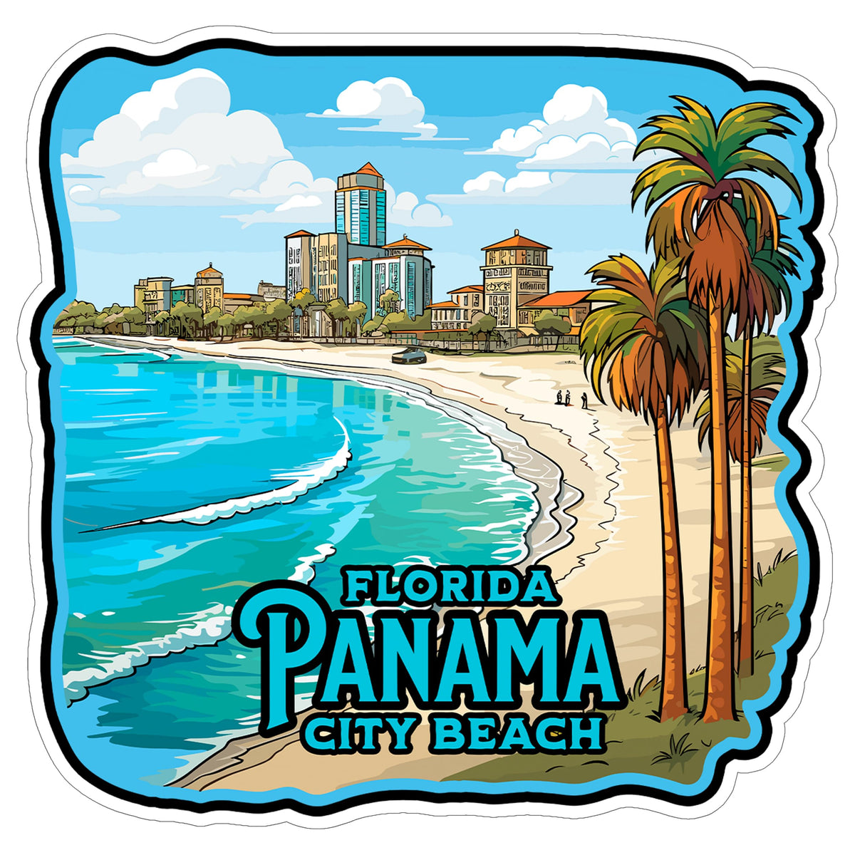 Panama City Beach Florida Sticker 4 Inch — Waterproof Vinyl Decal Ocean Coastal