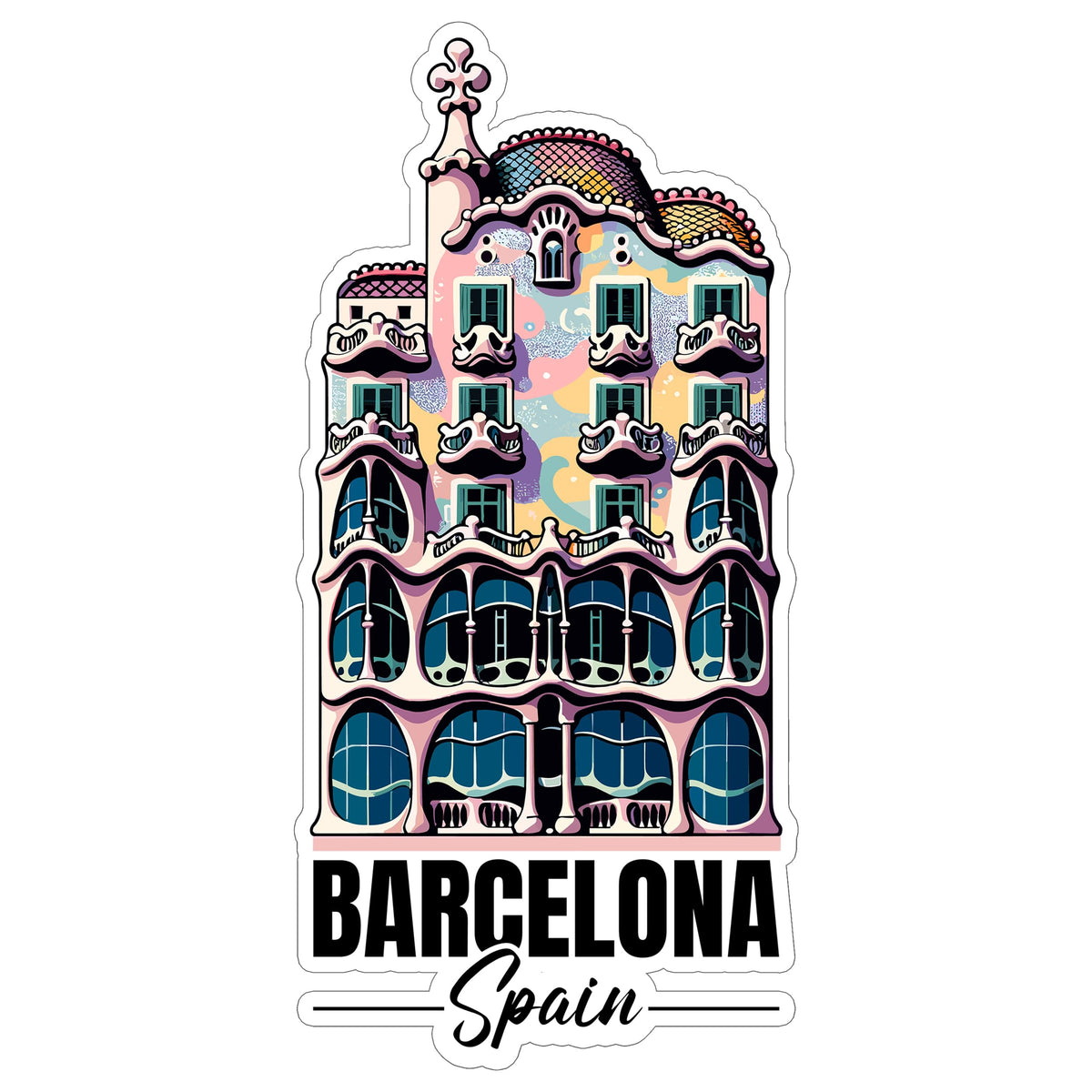 Barcelona Spain Sticker 4 Inch City Travel Souvenir Destination - Waterproof Vinyl Decal for Laptop Water Bottle Car Tumbler - Durable Aesthetic Long-Lasting Stickers for Adults ID44990