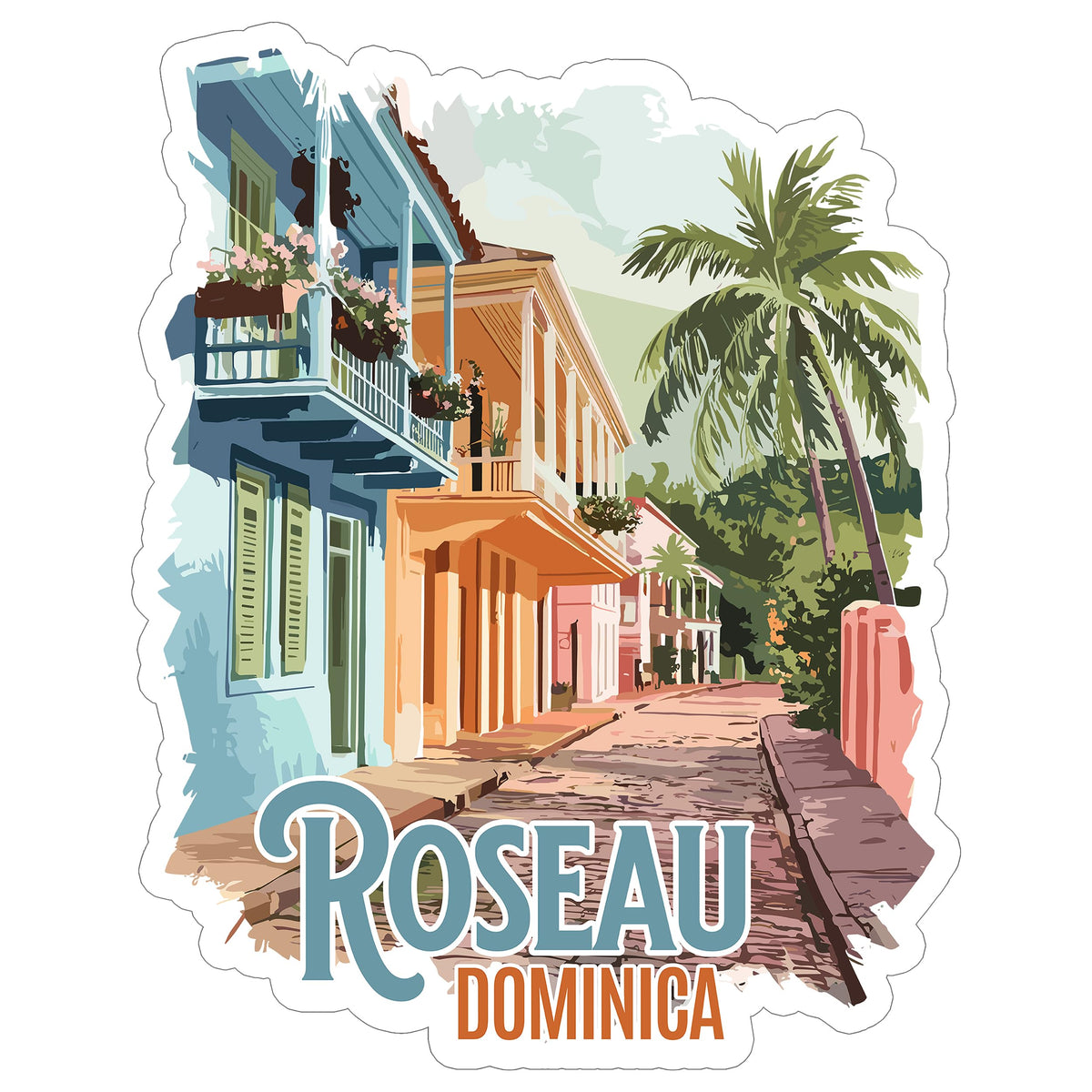 Roseau Dominica Sticker 4 Inch — Waterproof Vinyl Decal Nature Isle Caribbean Travel