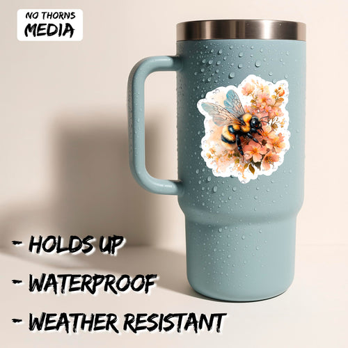 Bee 4 inch waterproof vinyl sticker decal 2-pack, pollinator bug insect design, durable laptop water bottle car tumbler decor