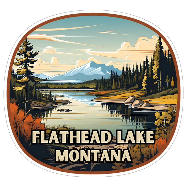 Flathead Lake Montana Sticker 4 Inch Waterfront Wilderness Travel Souvenir - Waterproof Vinyl Decal for Laptop Water Bottle Car Tumbler - Durable Aesthetic Long-Lasting Stickers for Adults ID44990