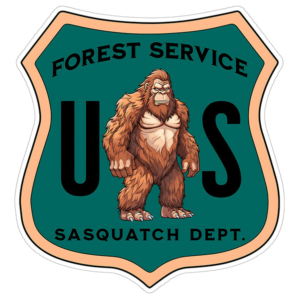 US Forest Service Sasquatch Dept Sticker 4 Inch Bigfoot National Parks - Waterproof Vinyl Decal for Laptop Water Bottle Car Tumbler - Durable Funny Aesthetic Long-Lasting Stickers for Adults ID44990