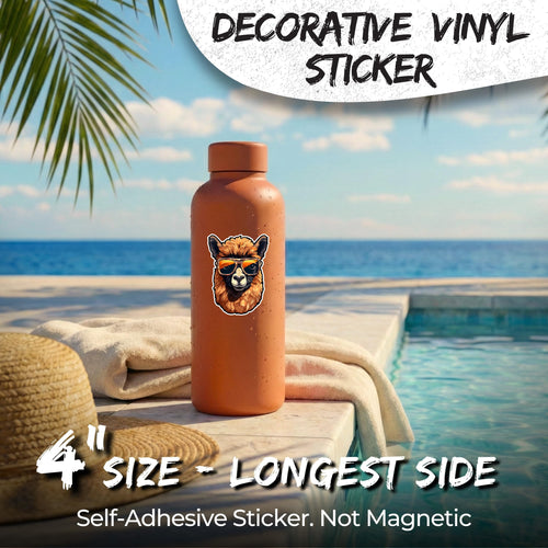 Alpaca 4 inch waterproof vinyl sticker decal, camelid andean fiber farm design, durable laptop water bottle car tumbler decor