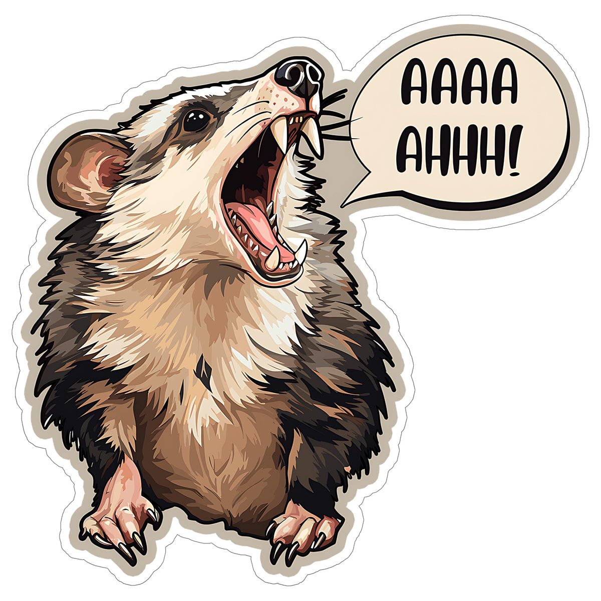 Screaming Opossum Sticker 4 Inch — Waterproof Vinyl Decal Possum Meme Scream Funny