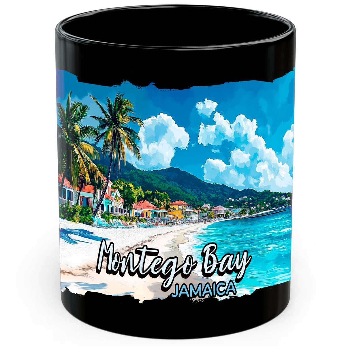 Montego Bay Jamaica Mug 11oz — Black Ceramic Travel Mug